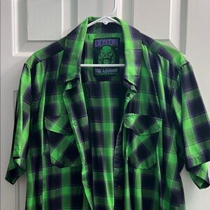 DIXXON Men's Green and Purple Plaid Shirt